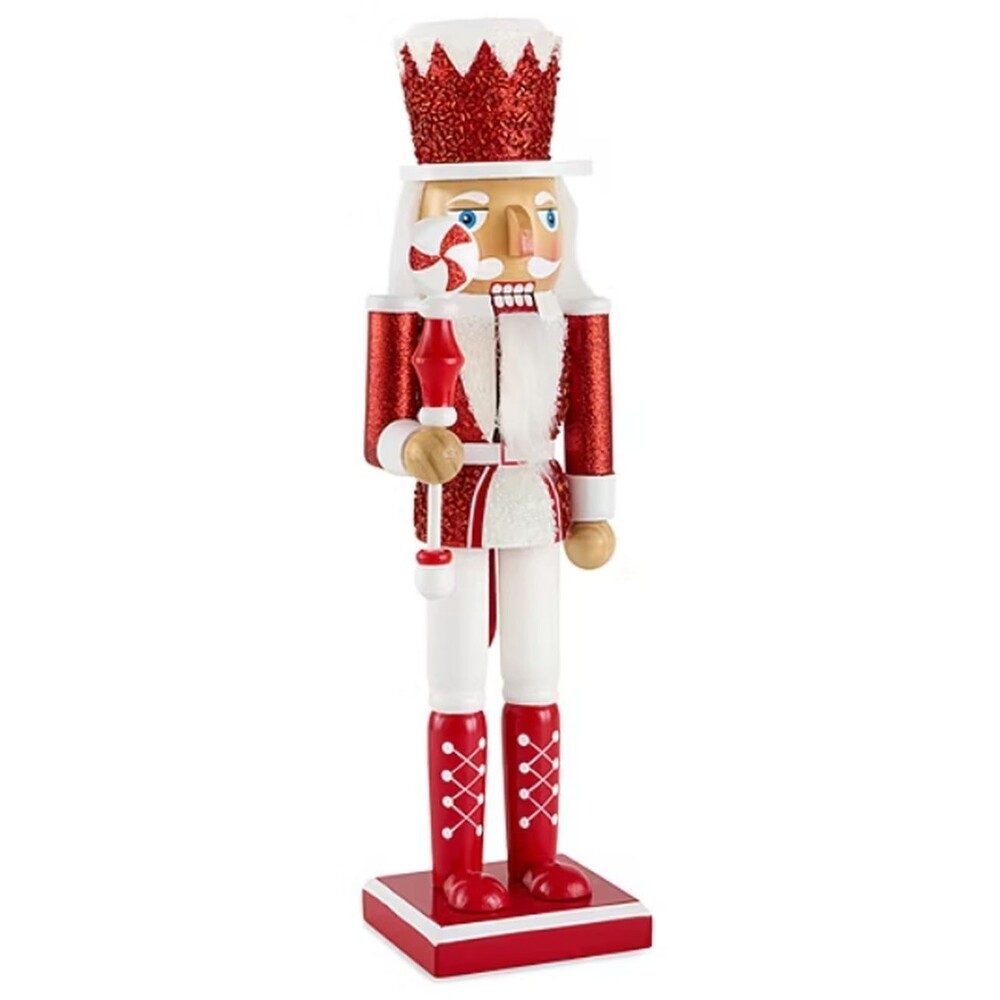 Wooden Christmas Nutcracker,14",RED &WHITE MALE SOLDIER/KING W/PEPPERMINT 134,NP